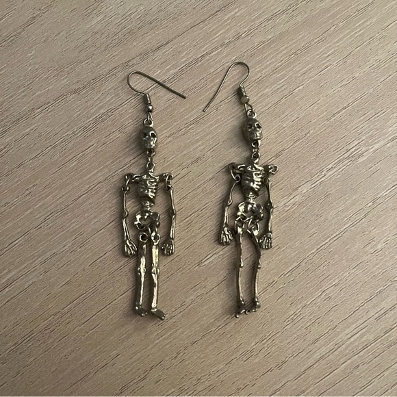 90’s Articulated Skeleton Earrings - Picture 3 of 6